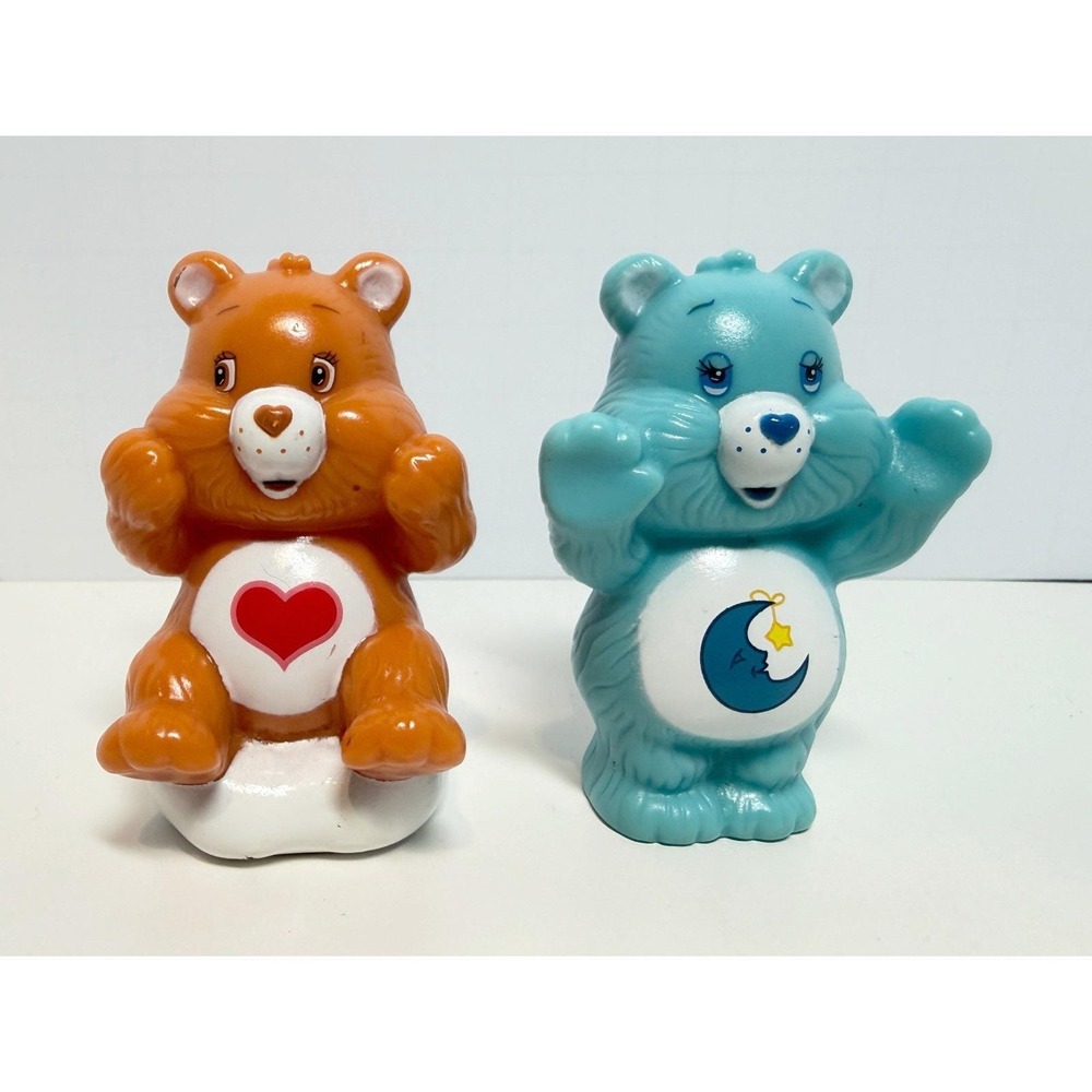 2 Vintage 1980s Care Bears Pencil Topper Lot Bedtime Tenderheart TCFC 2.5"